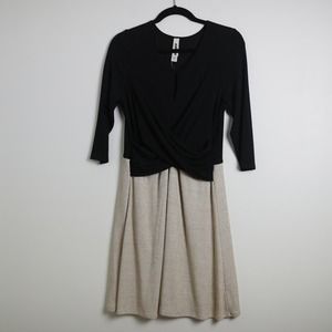 Anthropologie Amadi Bicolor Black Cream Flowy Breezy Natural Textured Dress